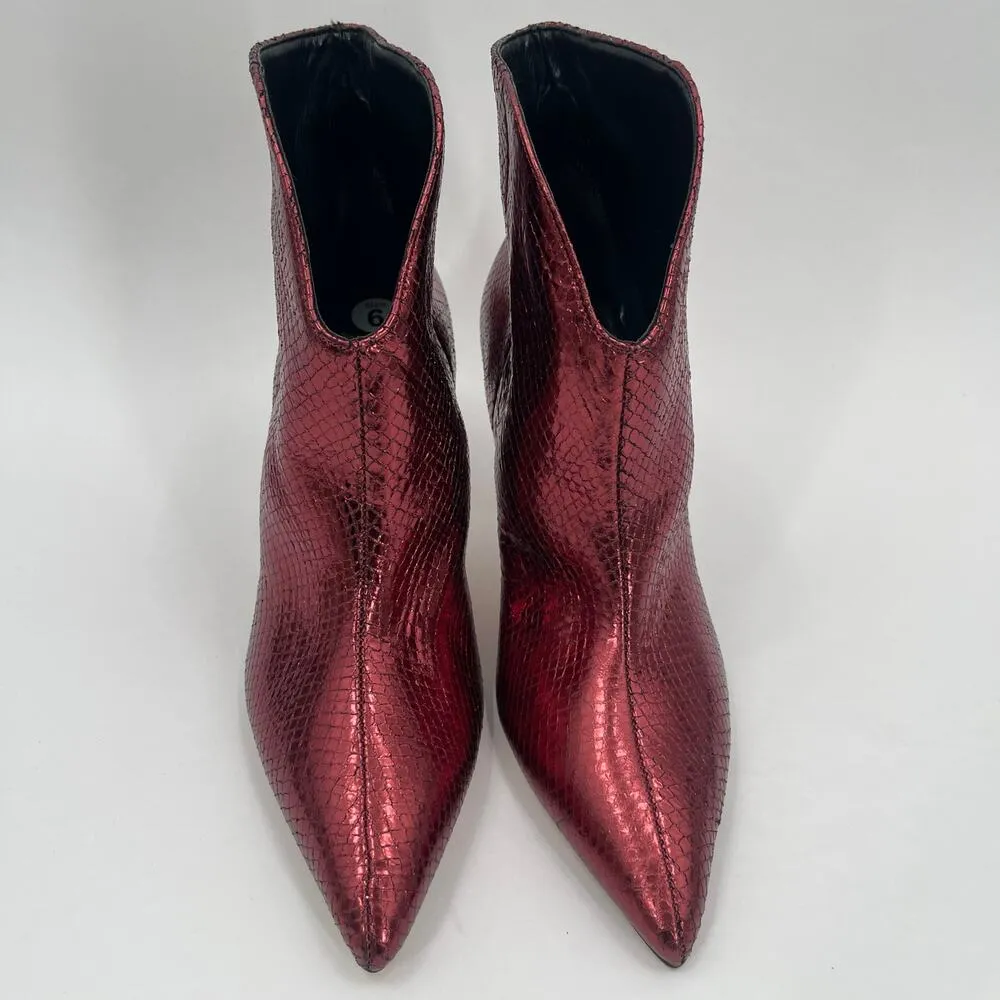 Marc Fisher LTD Boots Size 6 Haylian Point Toe Ankle Reptile Print Metallic Heel - Image 8