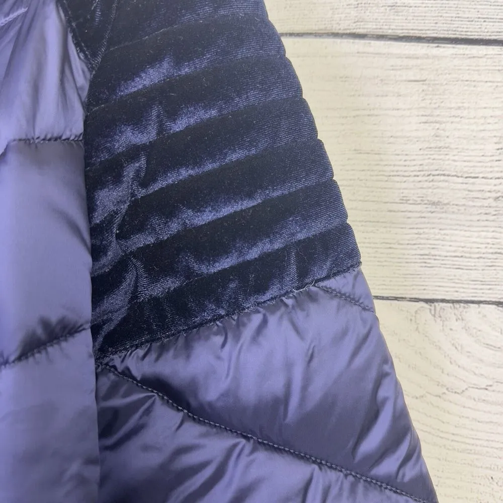 Badgley Mischka Mallory Puffer Coat Packable Blue Velvet Quilted Nylon Sz XL - Image 10