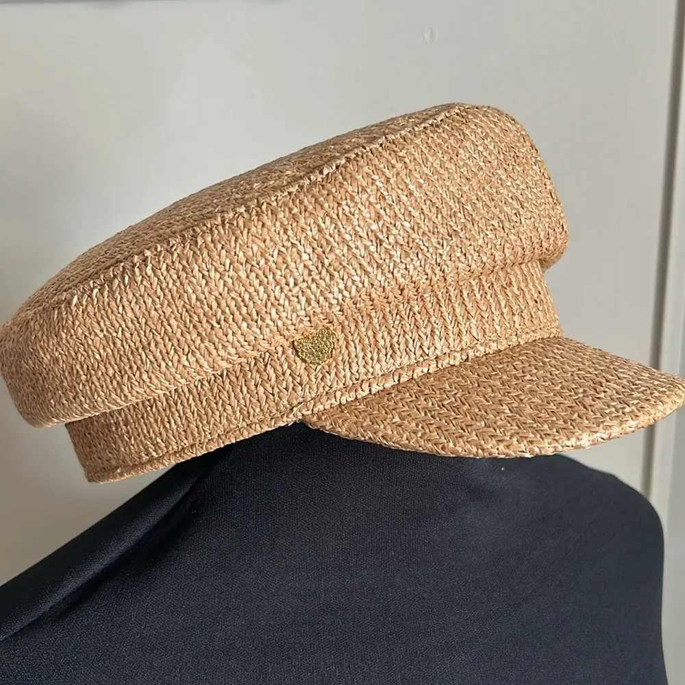 New Vince Camuto Coated Paper Braided Straw Fiddler Baker Boy Style Flat Cap - Image 8