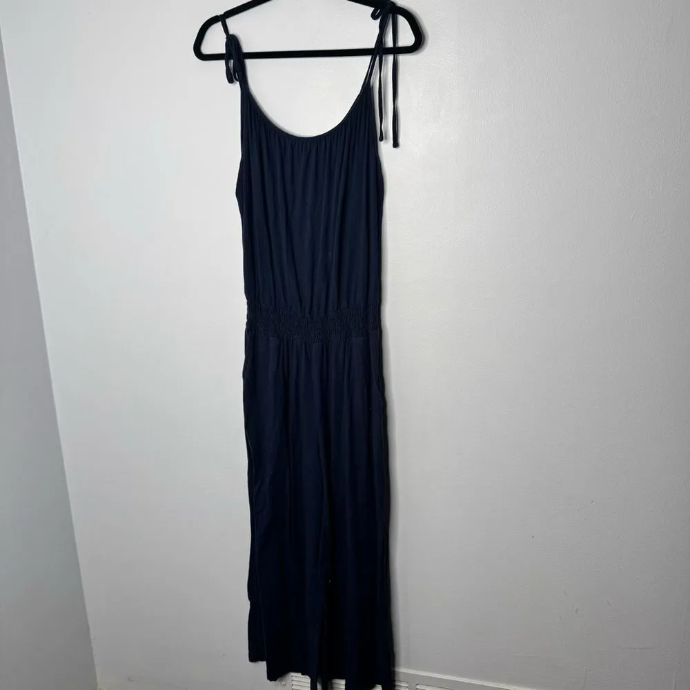 Michael stars navy wide leg jumpsuit size large - Image 2