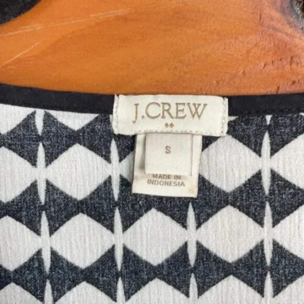 J. Crew Women’s White & Black V-Neck 3/4 Sleeve Pullover Tissue Tunic Top Size S - Image 5