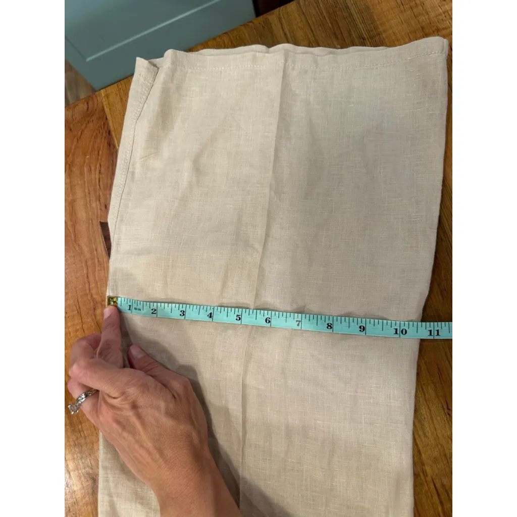 Women's London Jean Beige Linen Wide Leg Pants Size 14 - Image 7