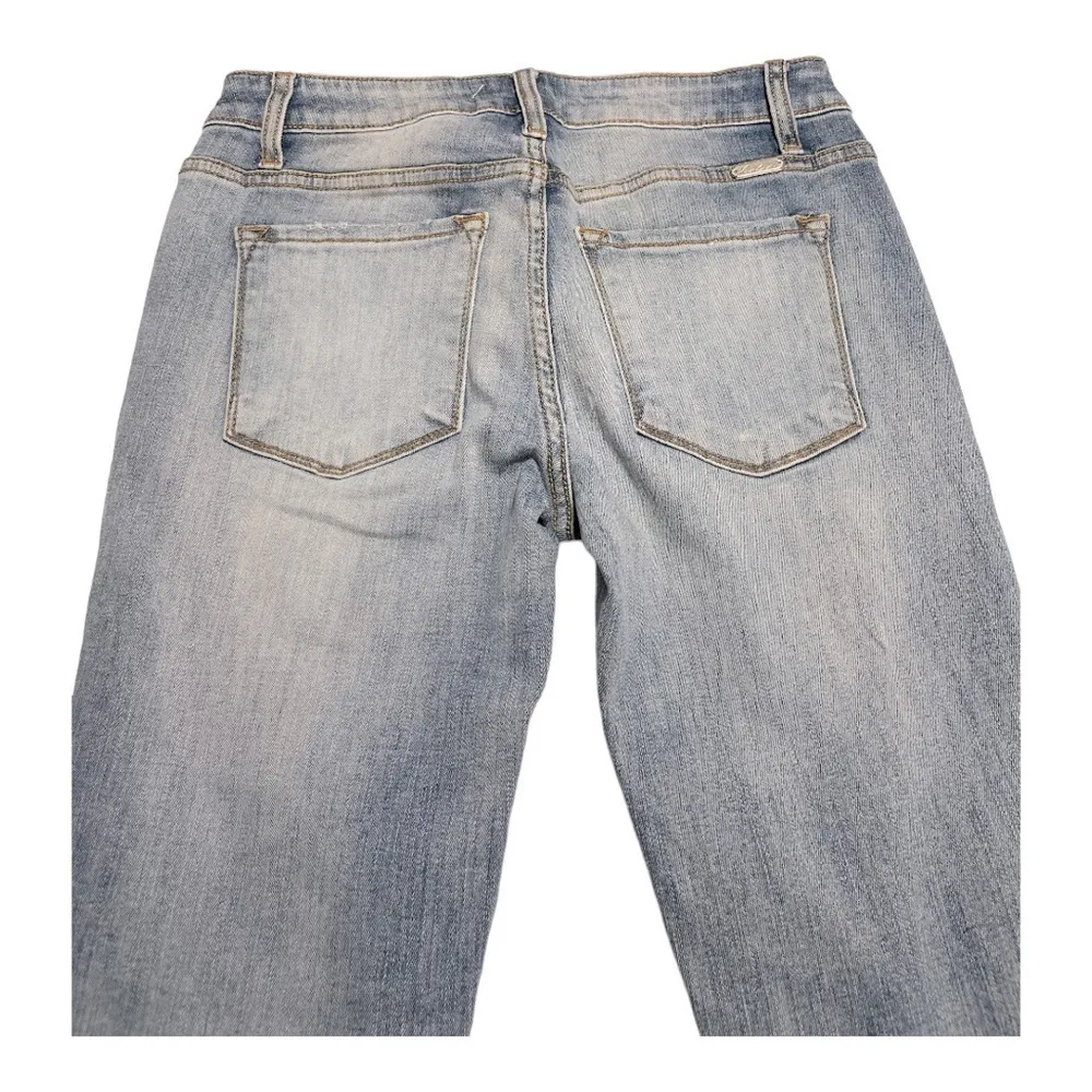 KANCAN USA Estilo 5 Pocket
Button Fly Mid Rise
Distressed Denim Jeans Size 3/25 Blue - Image 5