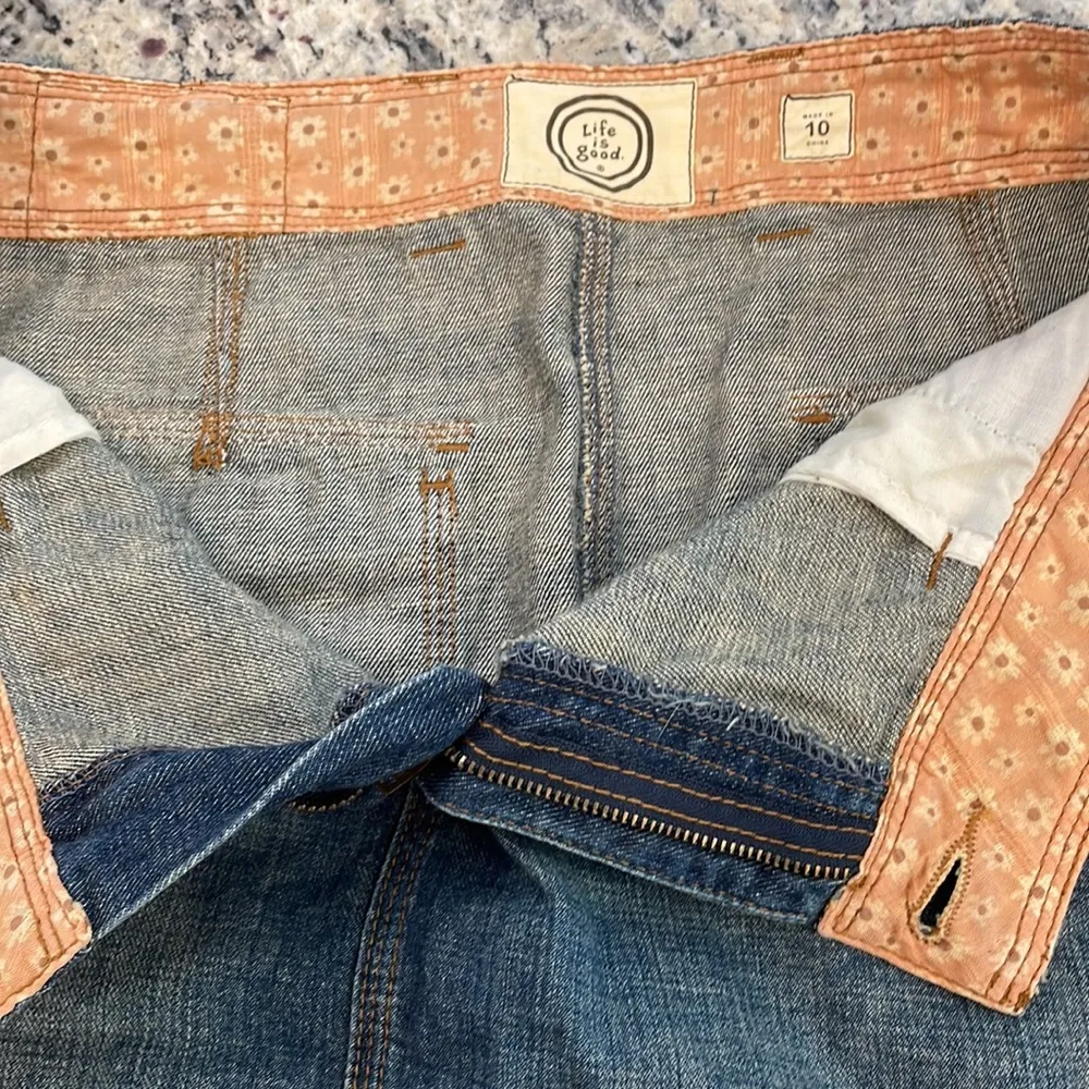 Life is Good slightly distressed medium wash denim skirt - Image 8