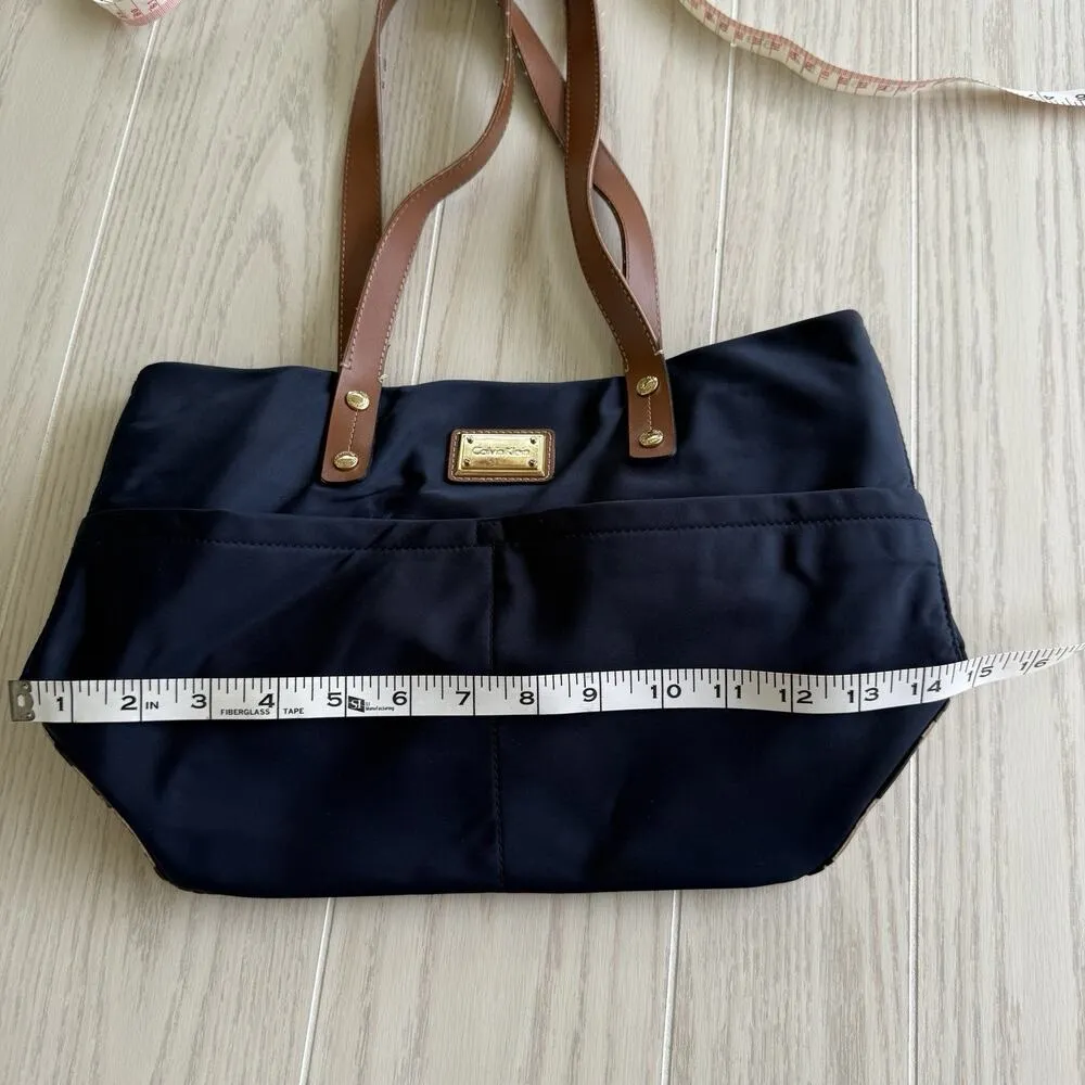 Calvin Klein Dressy Nylon Shopper Tote Shoulder – Navy/Brown – H4GAE2ZJ - Image 12