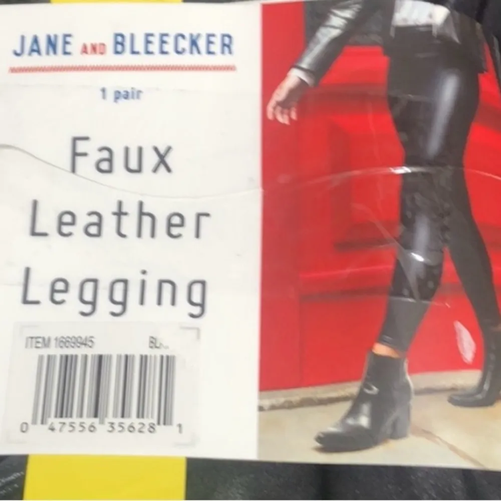 Set of 2 Jane & Bleecker Black Faux Spanx Leather Leggings - Image 8