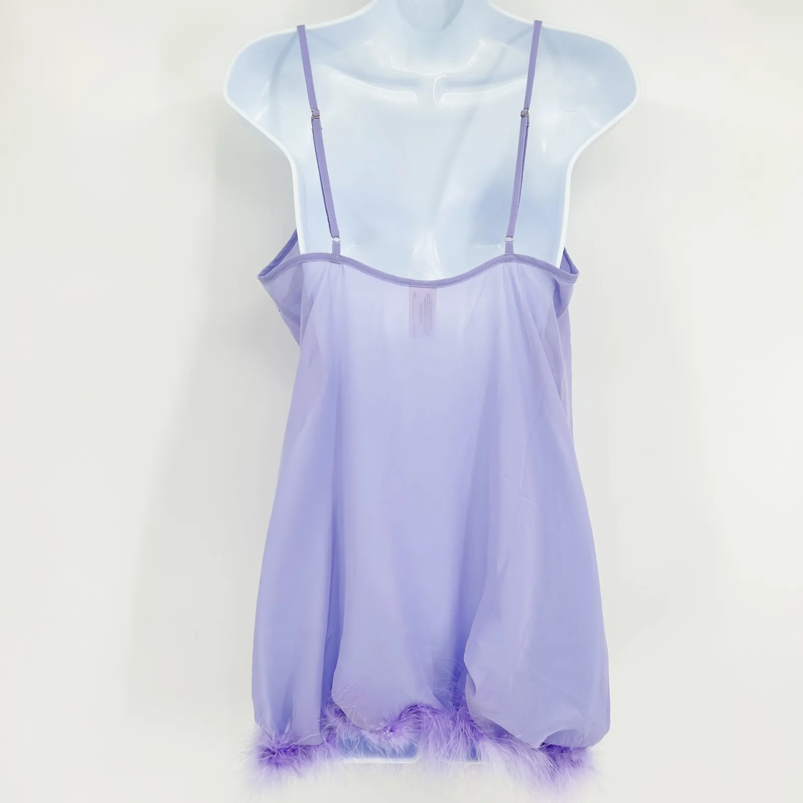 Bettie Page Playful Promises Womens Lilac Feather Trim Lingerie Slip Dress US 6 Purple - Image 9
