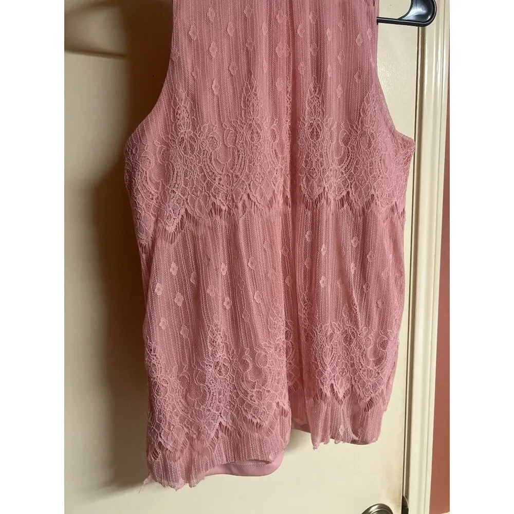 iz Byer M Blush Chiffon Button Neck Tank Top Blouse - Image 2