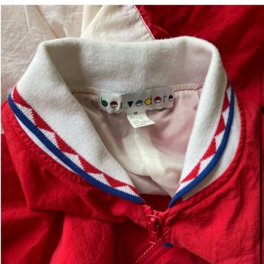 80s Belvedere Windbreaker or Track Jacket Red Size L - Image 5
