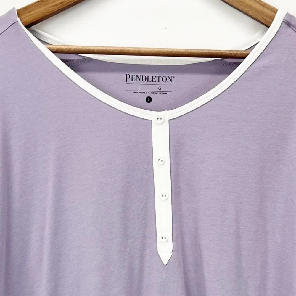 Pendleton NEW  Womens L Knit Shirt Lilac Light Purple White Trim Long Sleeve - Image 3