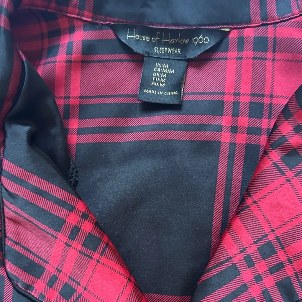 House of Harlow 1960 Red and Black Plaid Sleepwear Size M - Image 2