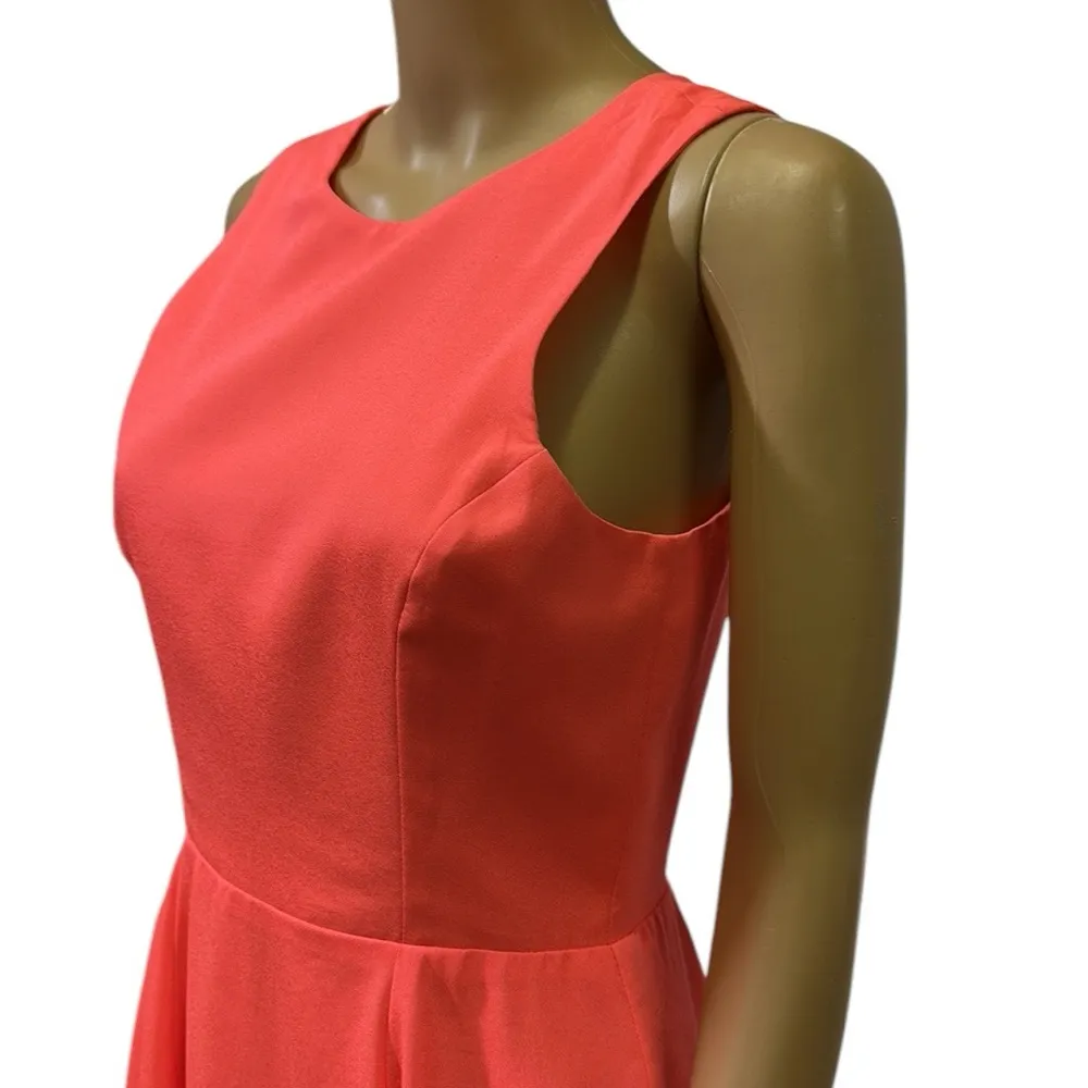 Naven Fit & Flare Sleeveless Exposed Zipper Back Neon Coral Dress Womens 2 - Image 4