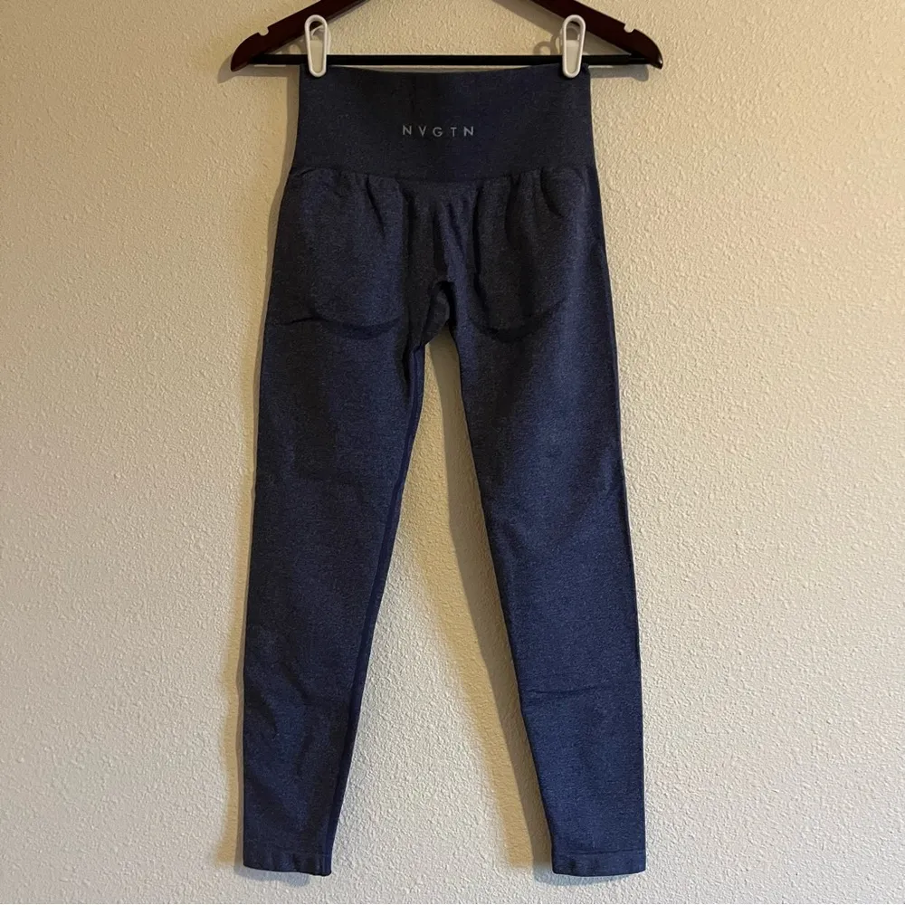 NVGTN Indigo Contour Blue Heather High Rise Seamless Leggings Sz Medium - Image 9