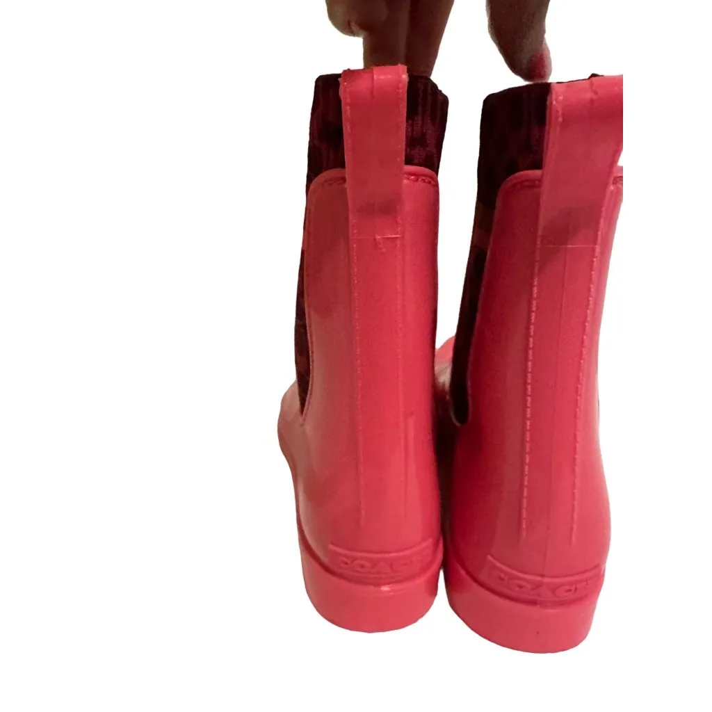 COACH Pink Rubber Logo Rain Boots Size 8 NEW New without box - Image 2
