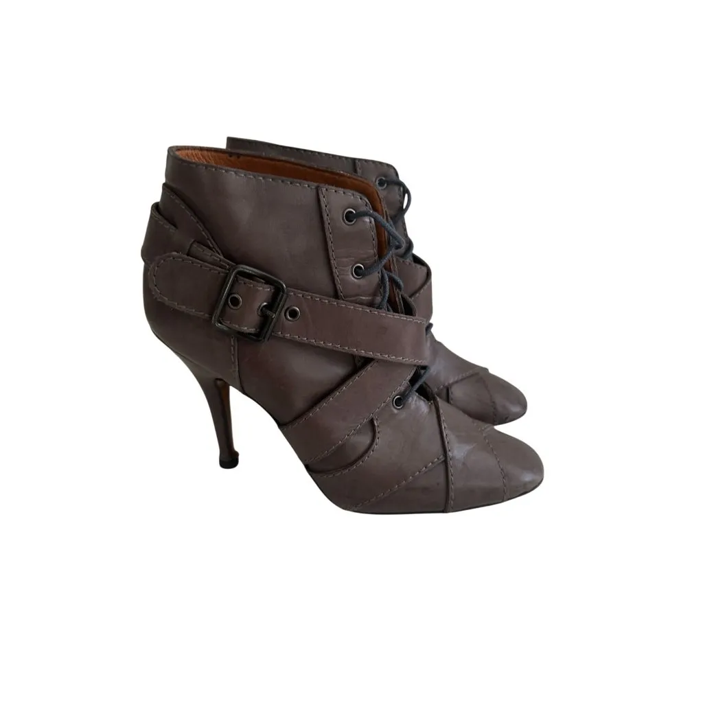 GIVENCHY Brown Leather Buckle Ankle Boots Size 37 / US 7 - Image 2
