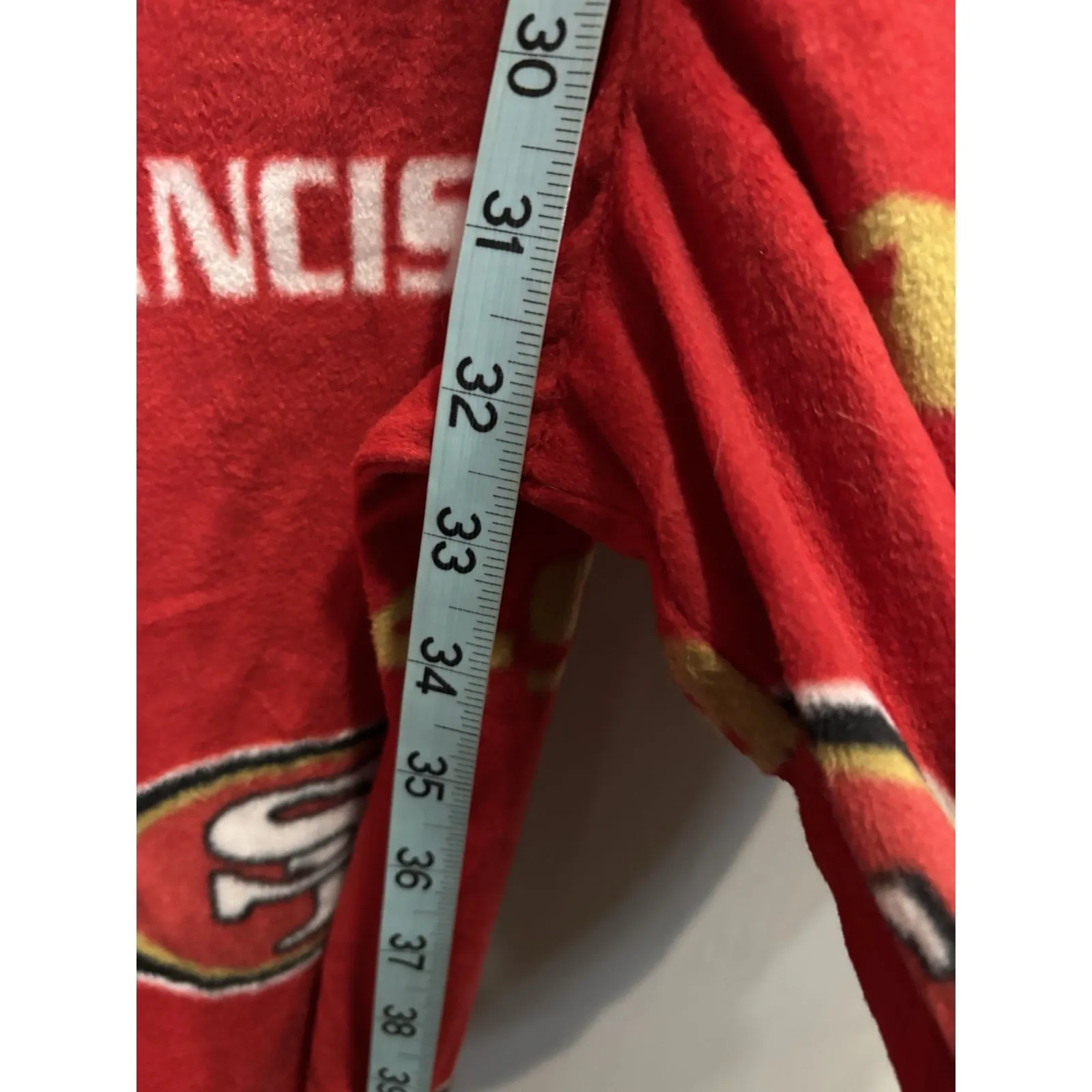 NFL San Francisco 49ers Zip Up Foot Pjs logo One Piece NWOT Size XL Red/Gold - Image 3