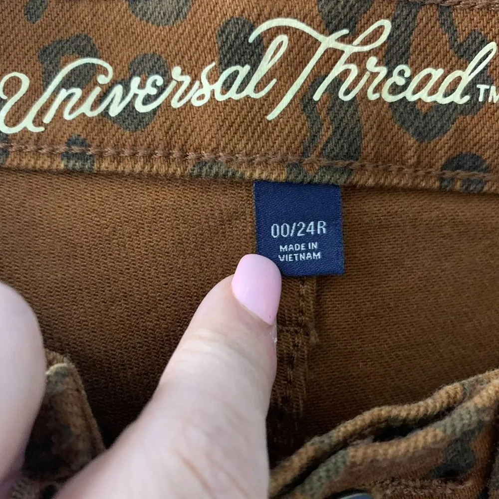 Universal Thread Vintage Straight Jeans 00 Brown Leopard Print Cropped NEW - Image 6
