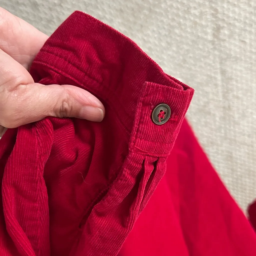 Coldwater Creek Red Corduroy Shirt Dress Size PL 100% Cotton Long Sleeve Pockets - Image 4