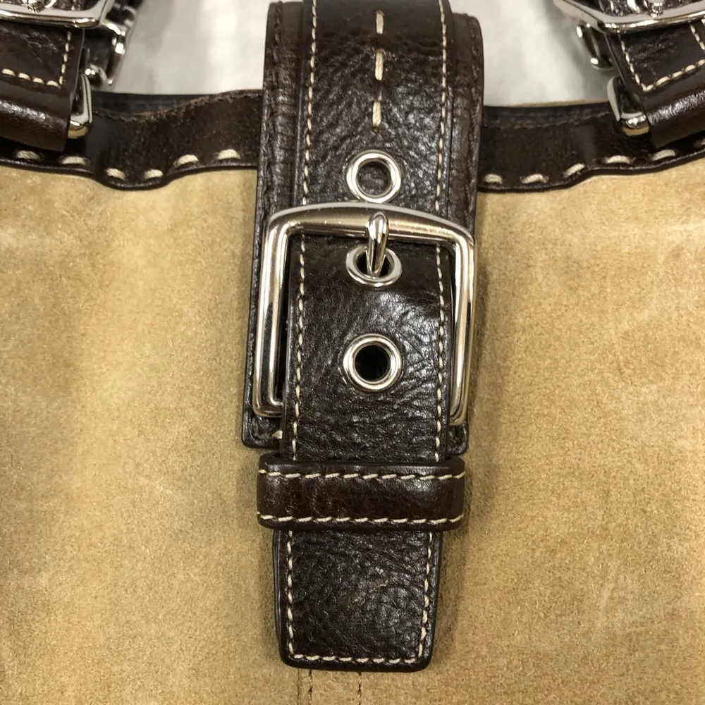 Vintage Coach purse satchel Suede w/Leather trim handbag - Image 2