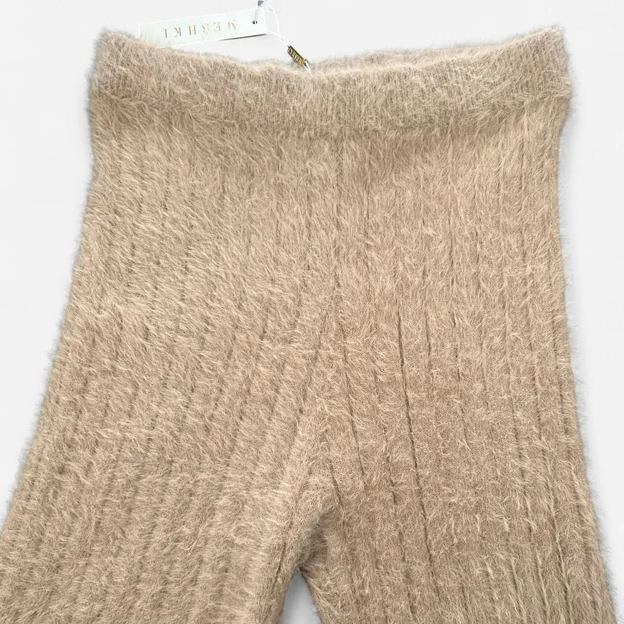 Meshki Ella Fluffy Stripe Bike Shorts | Cream Cozy Chic / Y2K Athleisure XL NWT - Image 3