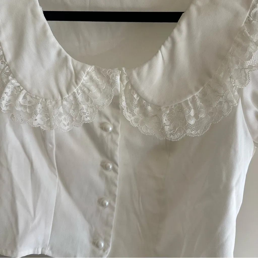 Chic French White Peter Pan Collar Top - Image 6