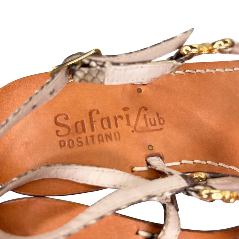 Safari Club Positano Zoe Sandal Handmade 37 6.5 Python Leather Brown - Image 6
