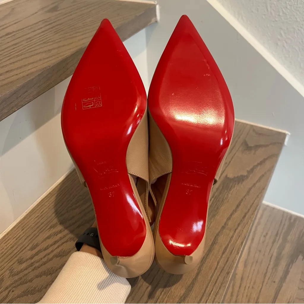 Christian Louboutin Hot Chick Pointed Toe Slingback Pump in Beige Tan - Image 7