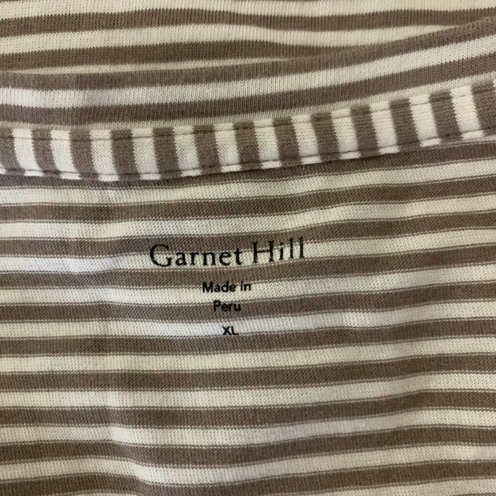 Garnet Hill Striped Pima Cotton Modal Tee XL Soft Stretch Casual Basic Top - Image 3