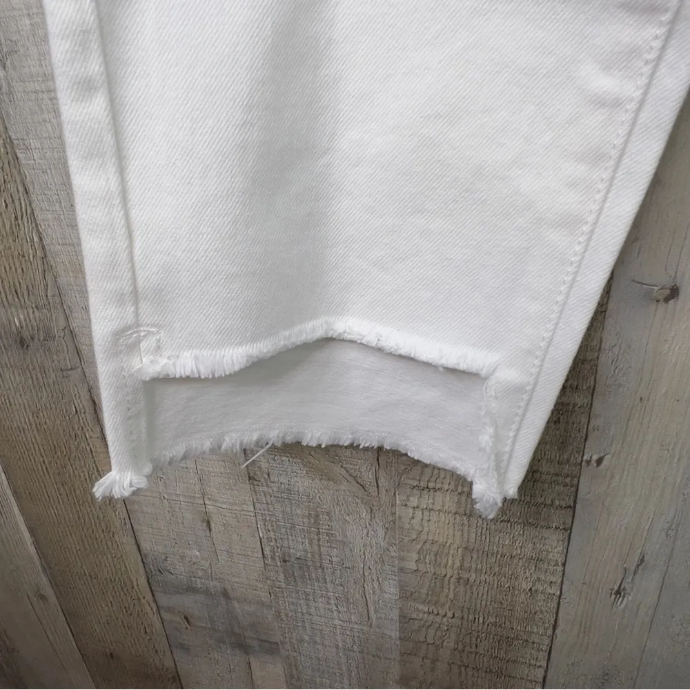 EVIDNT Los Angeles Size 29 Orsay Slim Asymmetrical Raw Cut Hem White Denim Jeans - Image 4