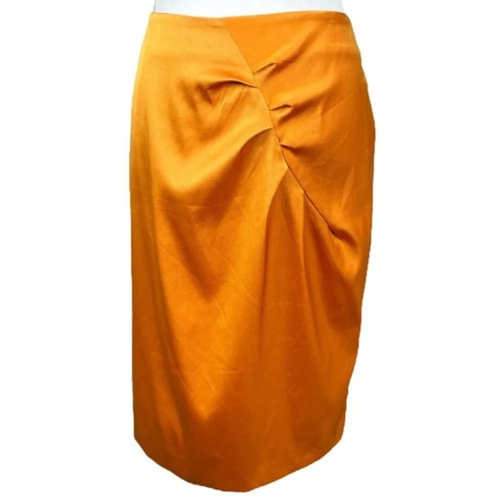 Escada Silk Faux Wrap Pencil Dress Sunflower Yellow Size Medium (38) - Image 13