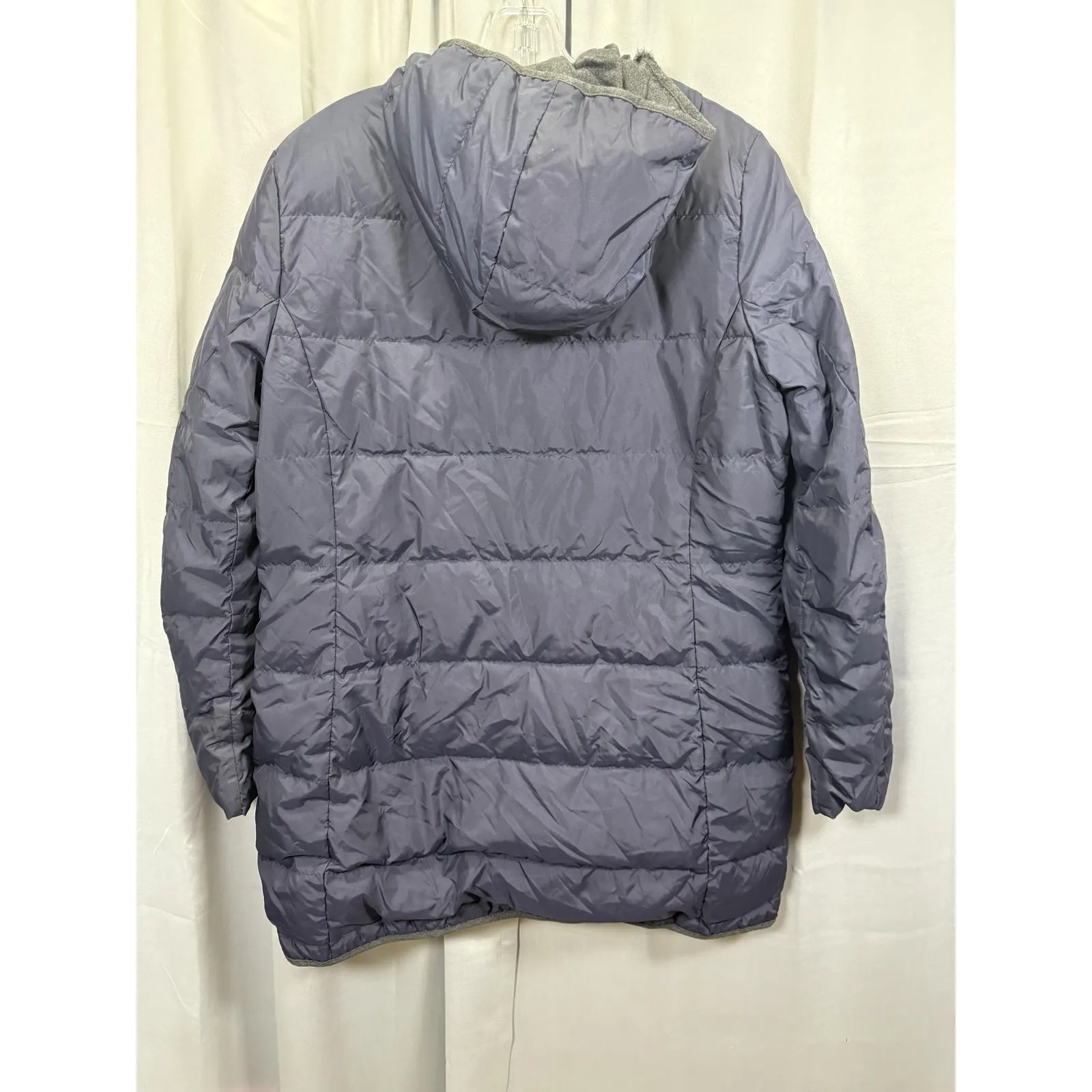 Brooks Brothers Jacket Womens 12 Gray Hooded Quilted Puffer Full Zip Winter Coat - Image 5