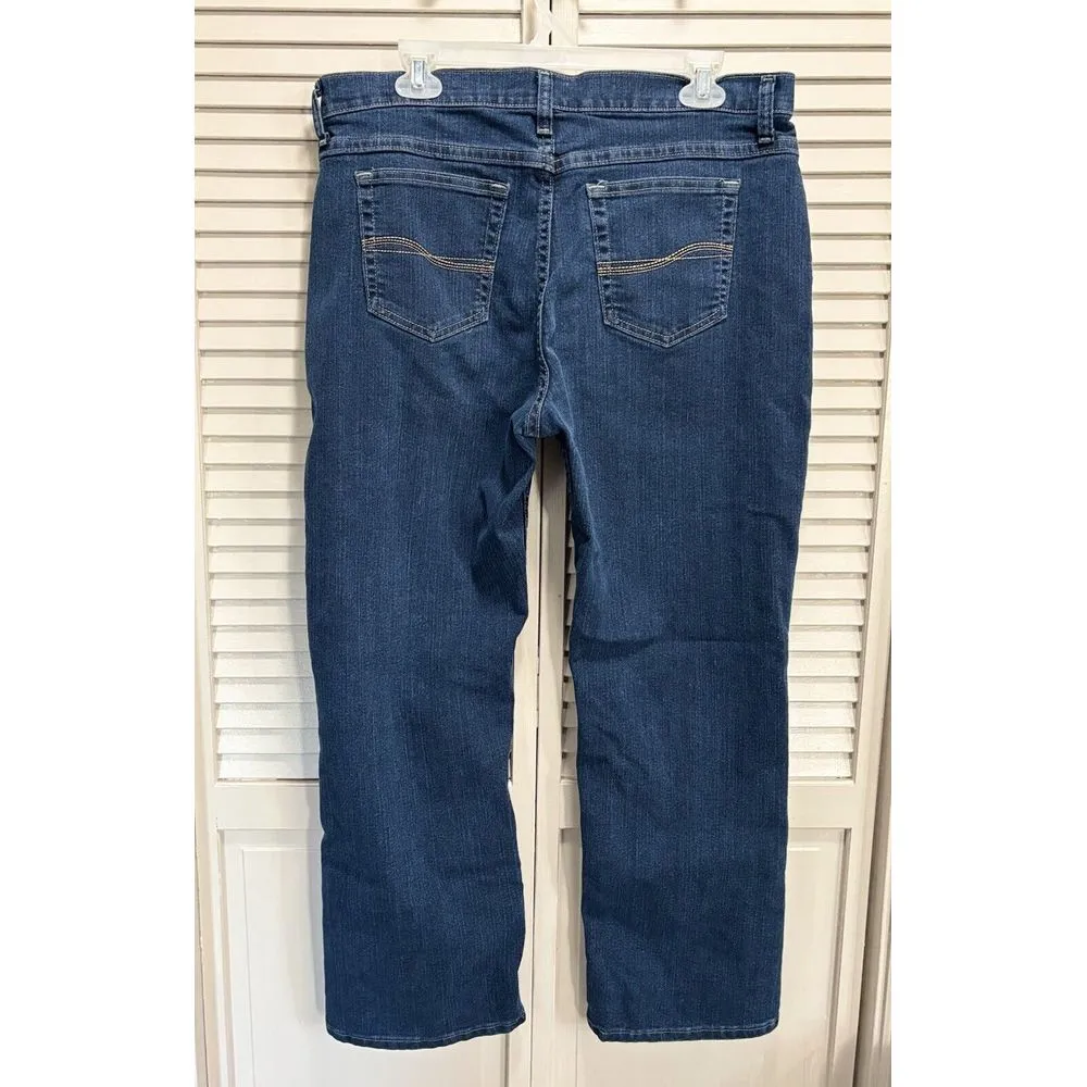 Riders By Lee Denim Dark Wash Jeans Mid Rise Size 16P‎ Straight Leg Classic Logo - Image 4