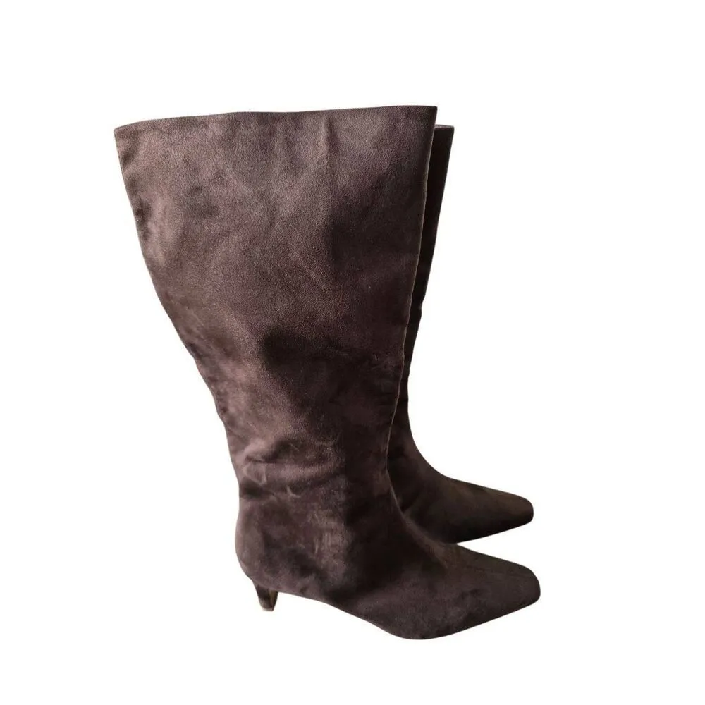 Seychelles Tall Boots Brown Textile Upper Kitten Heel Size 6.5 Pull On Style NEW - Image 2