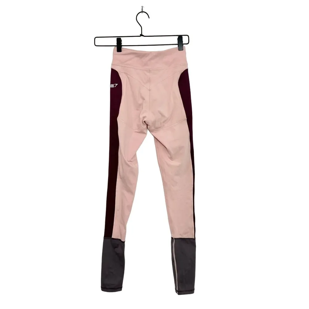 Gymshark Illusion Leggings Full Length Blush Pink Colorblock Size XS - Image 2