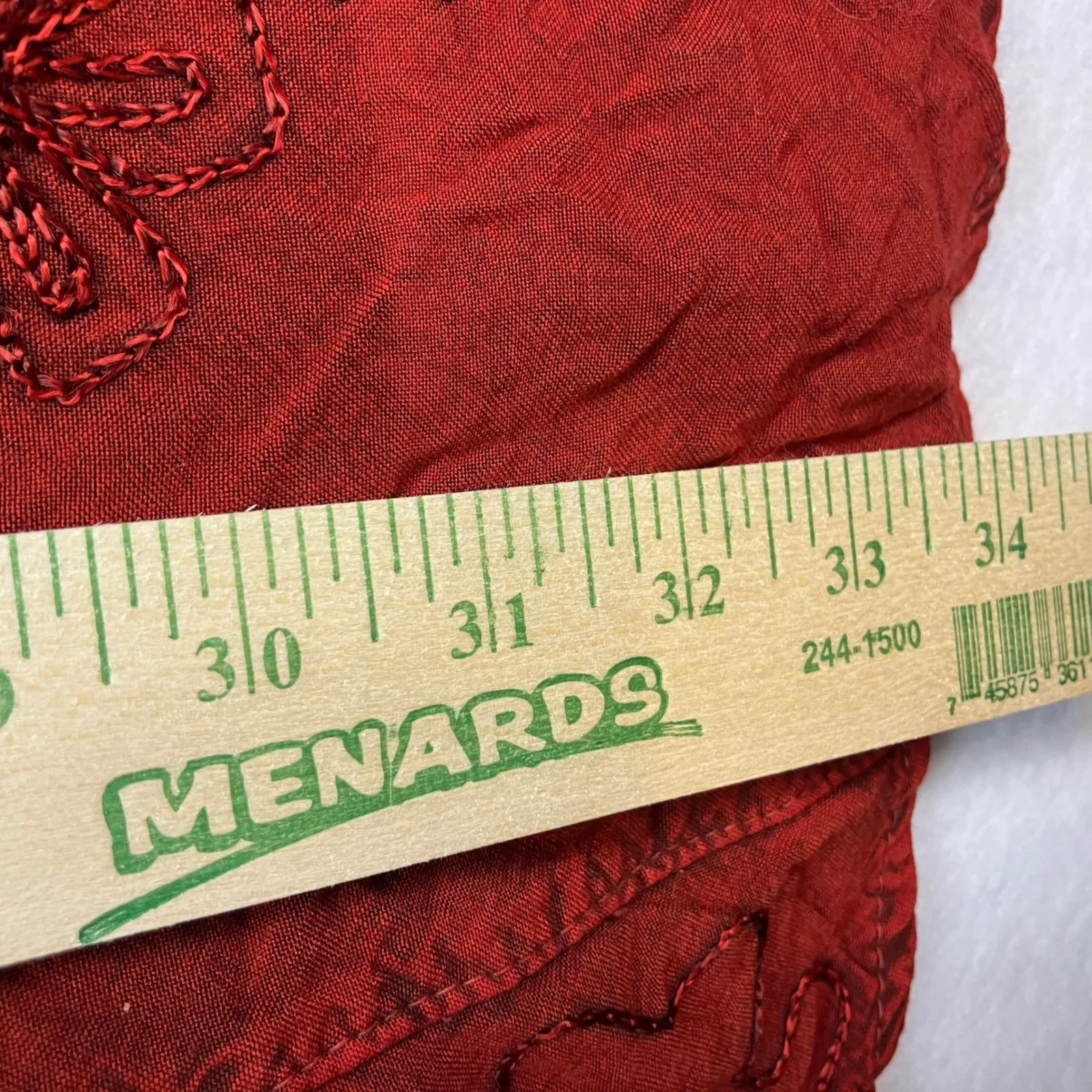 Vintage India Boho Red Emboirdered Beaded Dress Free Size Artisan Cotton - Image 7