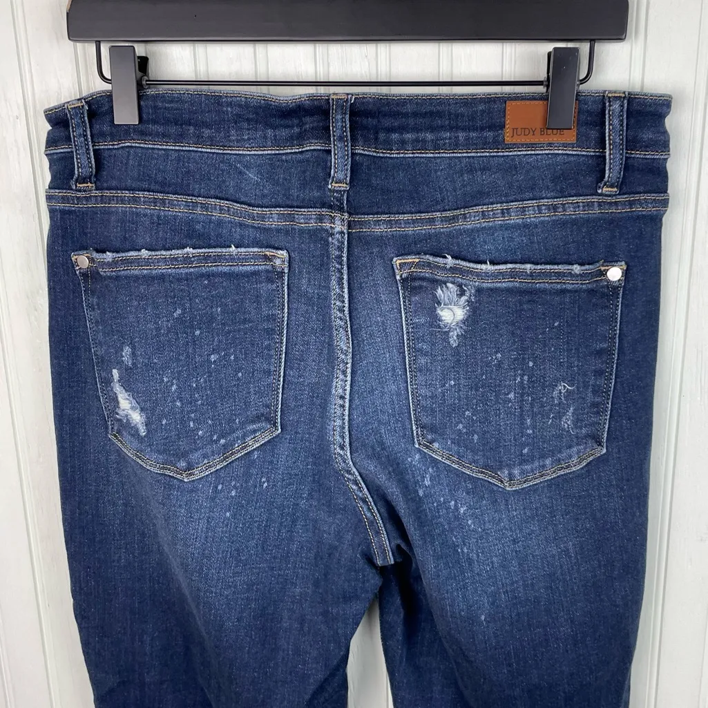 Judy Blue Jeans Boyfriend Fit Women's Size 11/30 Distressed Denim Bleach Splash - Image 10