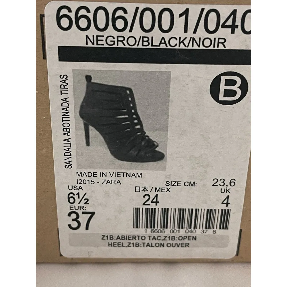 RARE ZARA HIGH HEEL Sandal  STYLE HEELED BOOTS EU 37size 6.5 Black‎ - Image 7