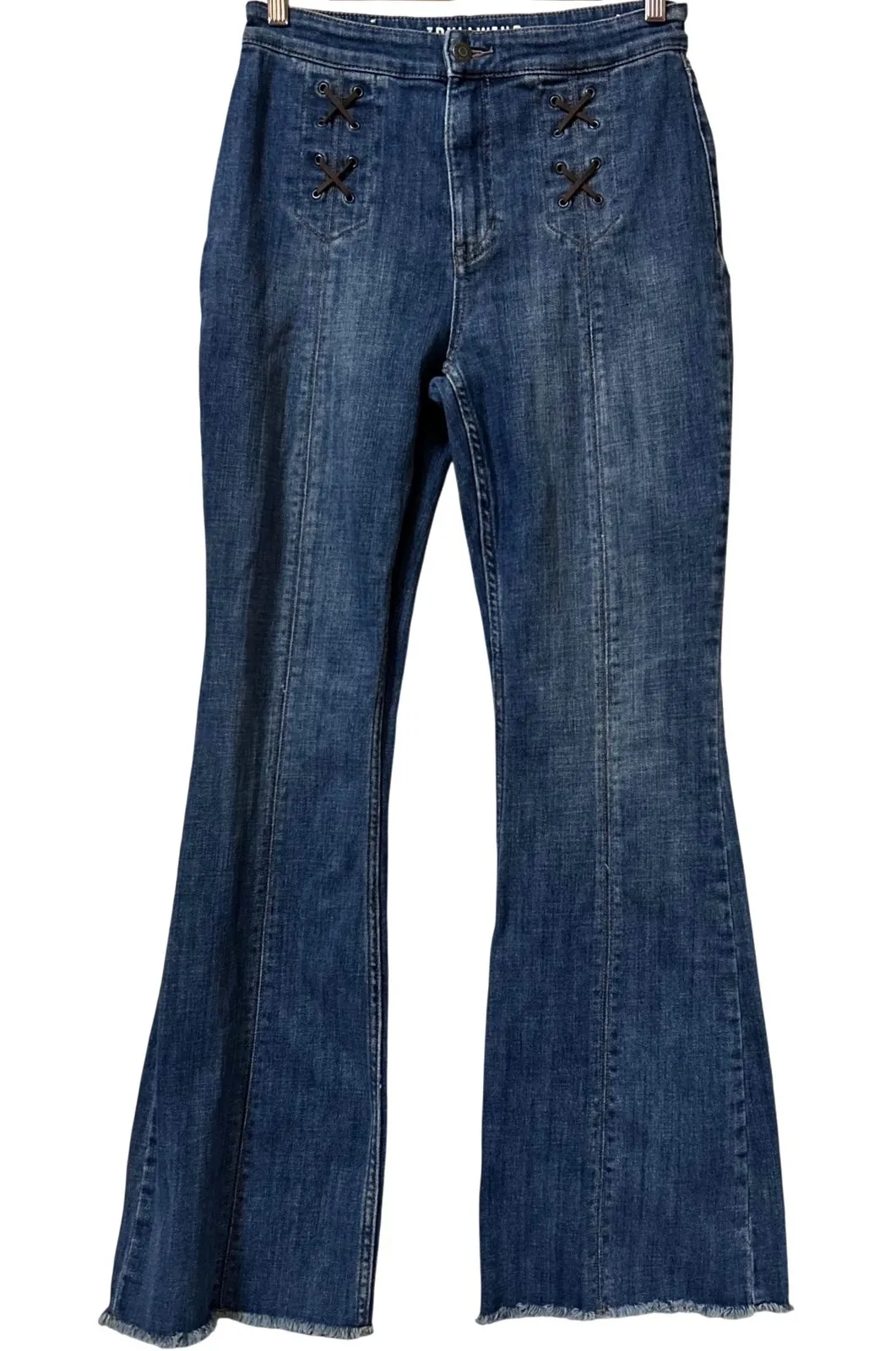 Idyllwind Miranda Lambert Jeans Womens Size 8 W x 34 L Flared Blue Denim Lace Up - Image 1