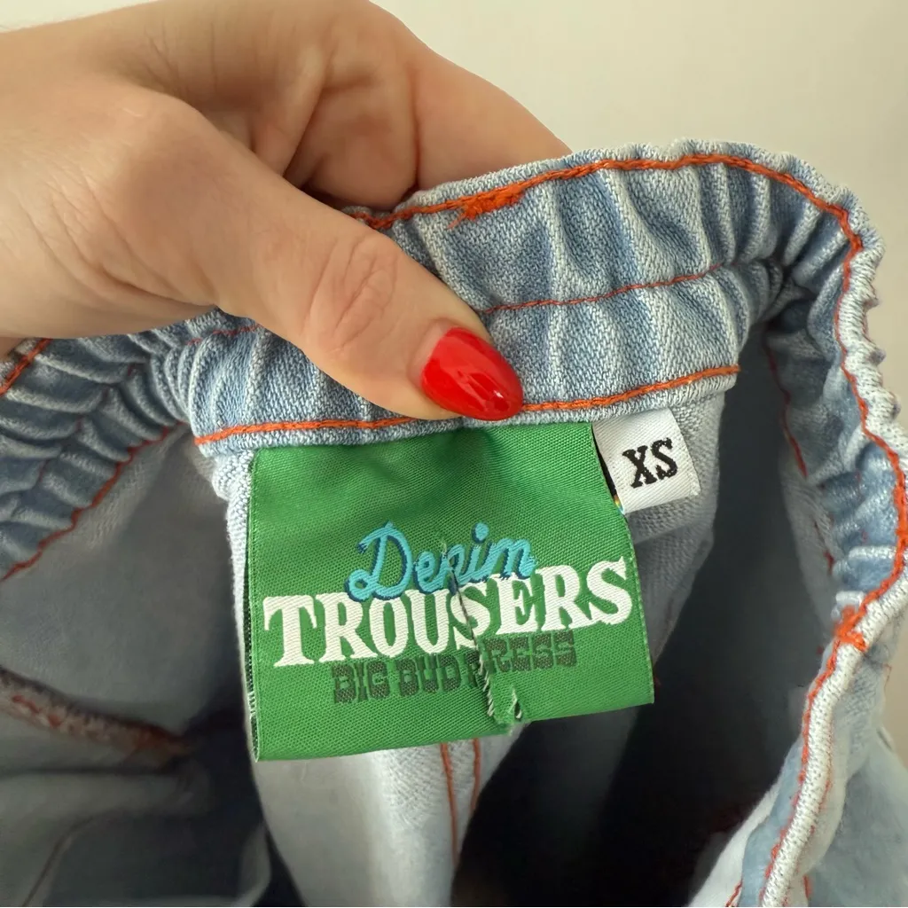 Big Bud Press Denim Trousers in Light Wash Unisex XS - Image 6