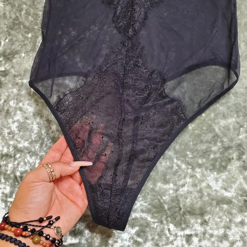 Sheer Lace Teddy Thong Bodysuit - Image 2