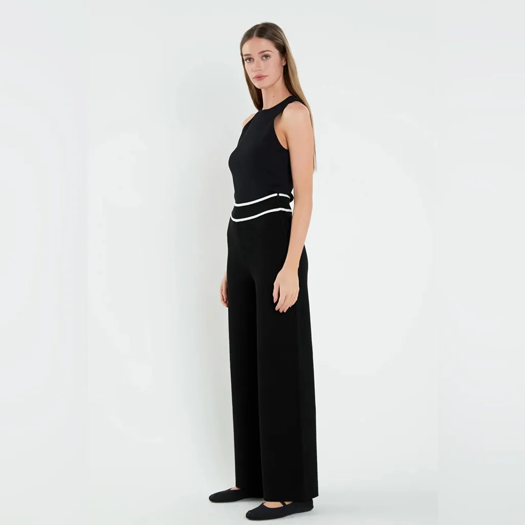 English Factory HIGH-WAISTED WIDE-LEG KNIT PANTS Black & White size S (NWOT) - Image 3