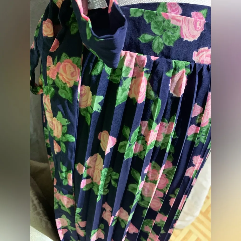 Lularoe Deanne Navy Pink Floral Maxi Wrap Skirt - Image 2