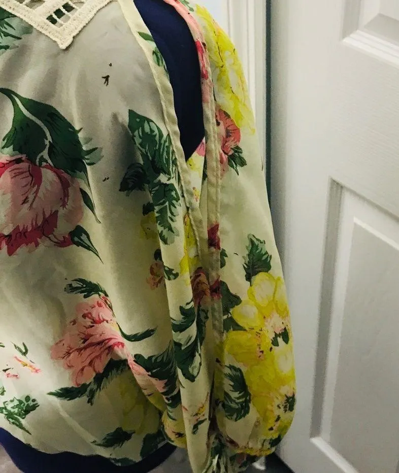 Windsor Bohemian Tropical Crochet Lace Back Top XS - Image 6