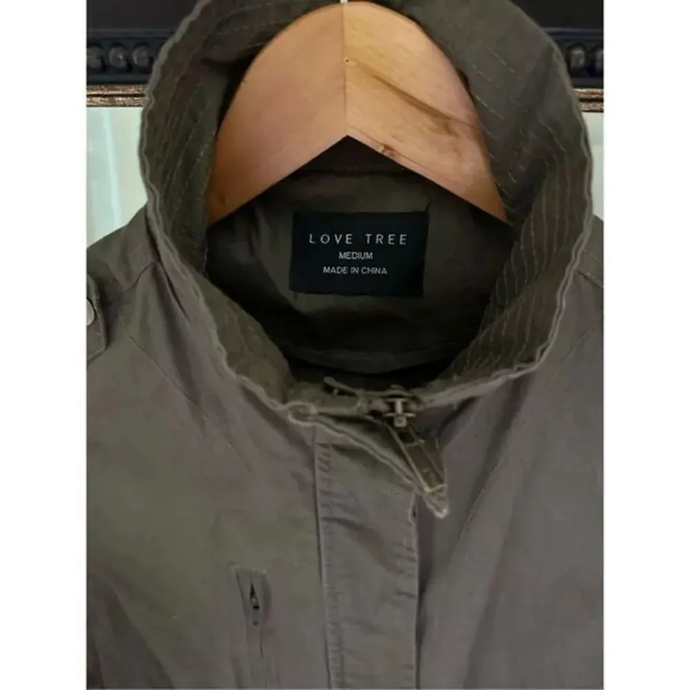 Love Tree Full Zip Army Denim Jacket‎ Green Size Medium - Image 4