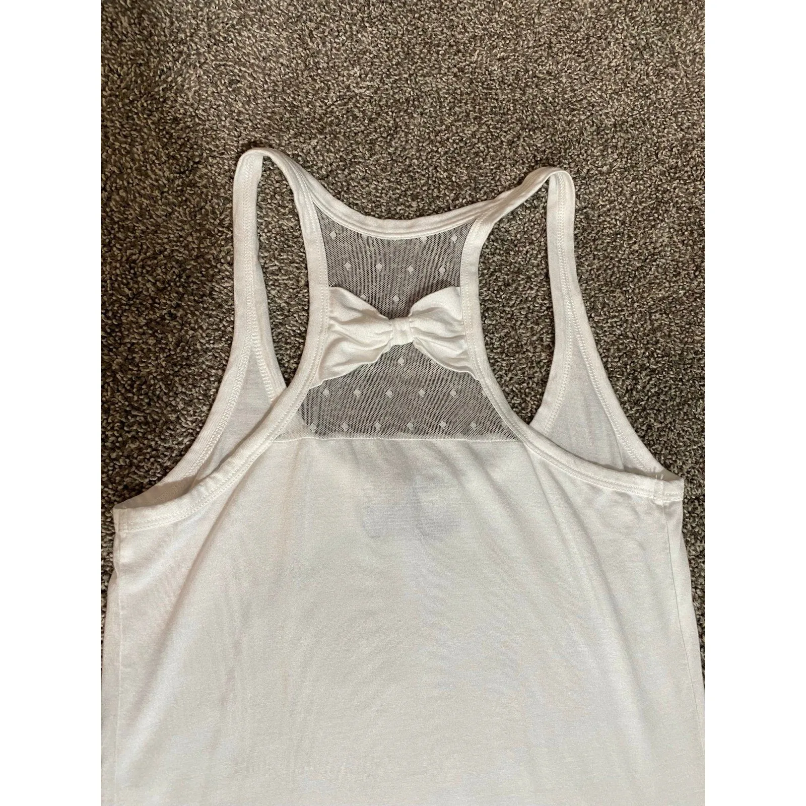 Victoria’s Secret “Bride” White Tank Top Size M with Mesh Back Bow Detail - Image 9