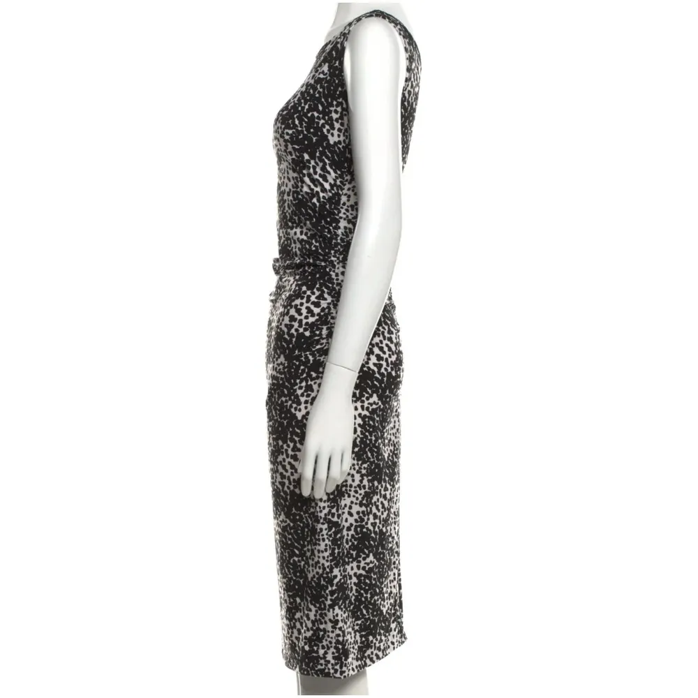 Norma Kamali Animal Print Knee-Length Ruched Black and White Dress Women Size XL - Image 3