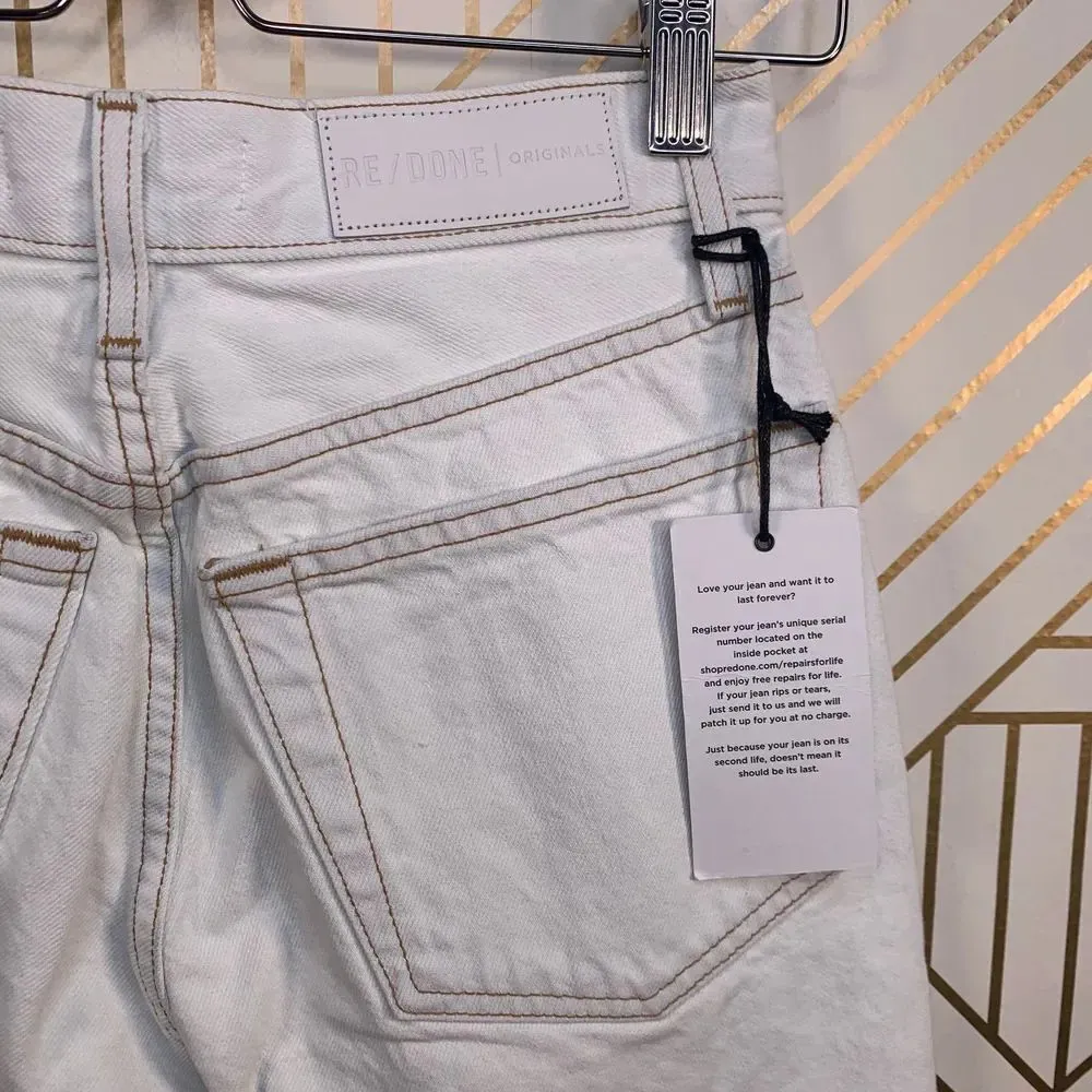 RE/DONE 80'S Long Denim Shorts in‎ Bleach White - Image 9