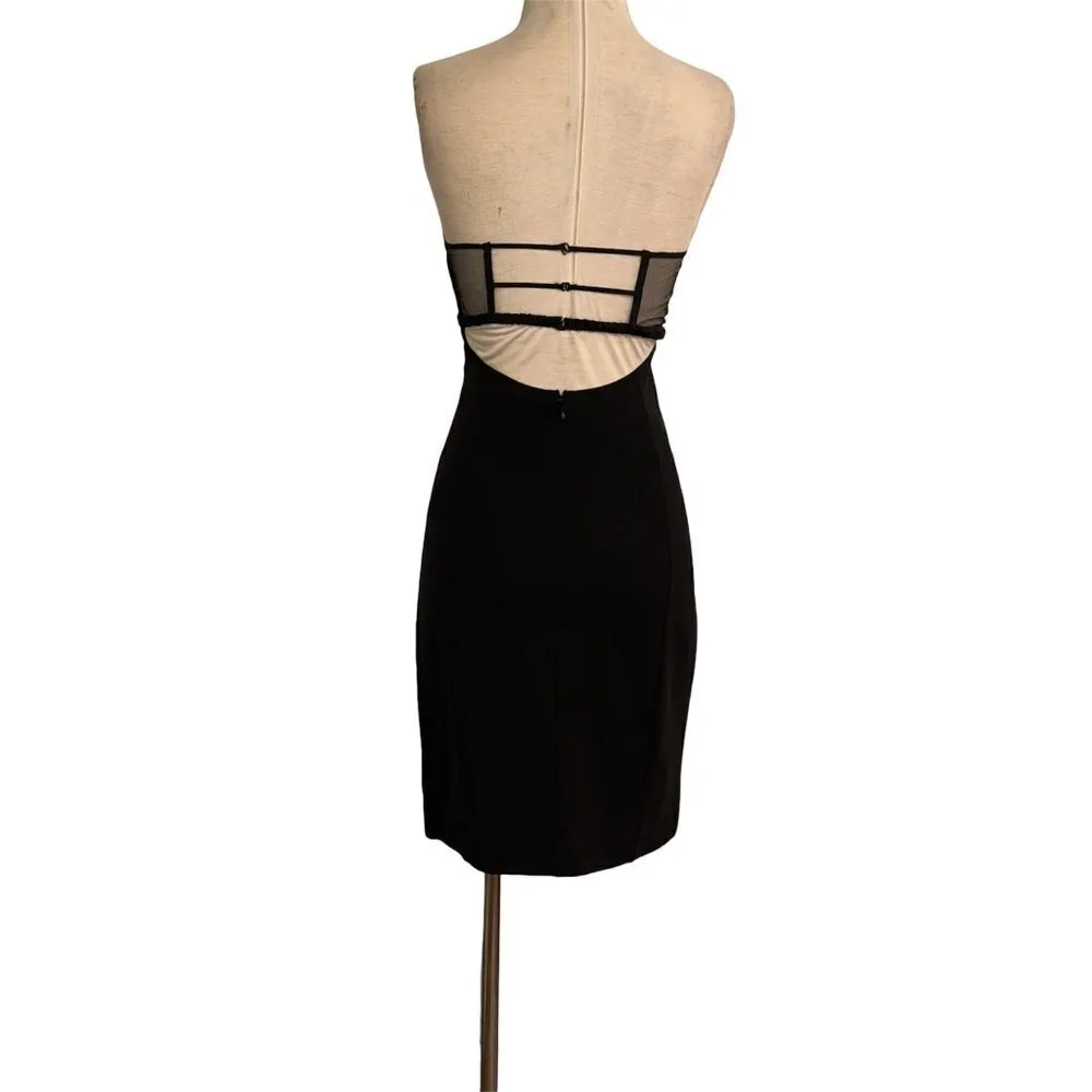 NENSI DOJAKA Halter Mini Dress in Black Medium New Womens lace up Cocktail - Image 7