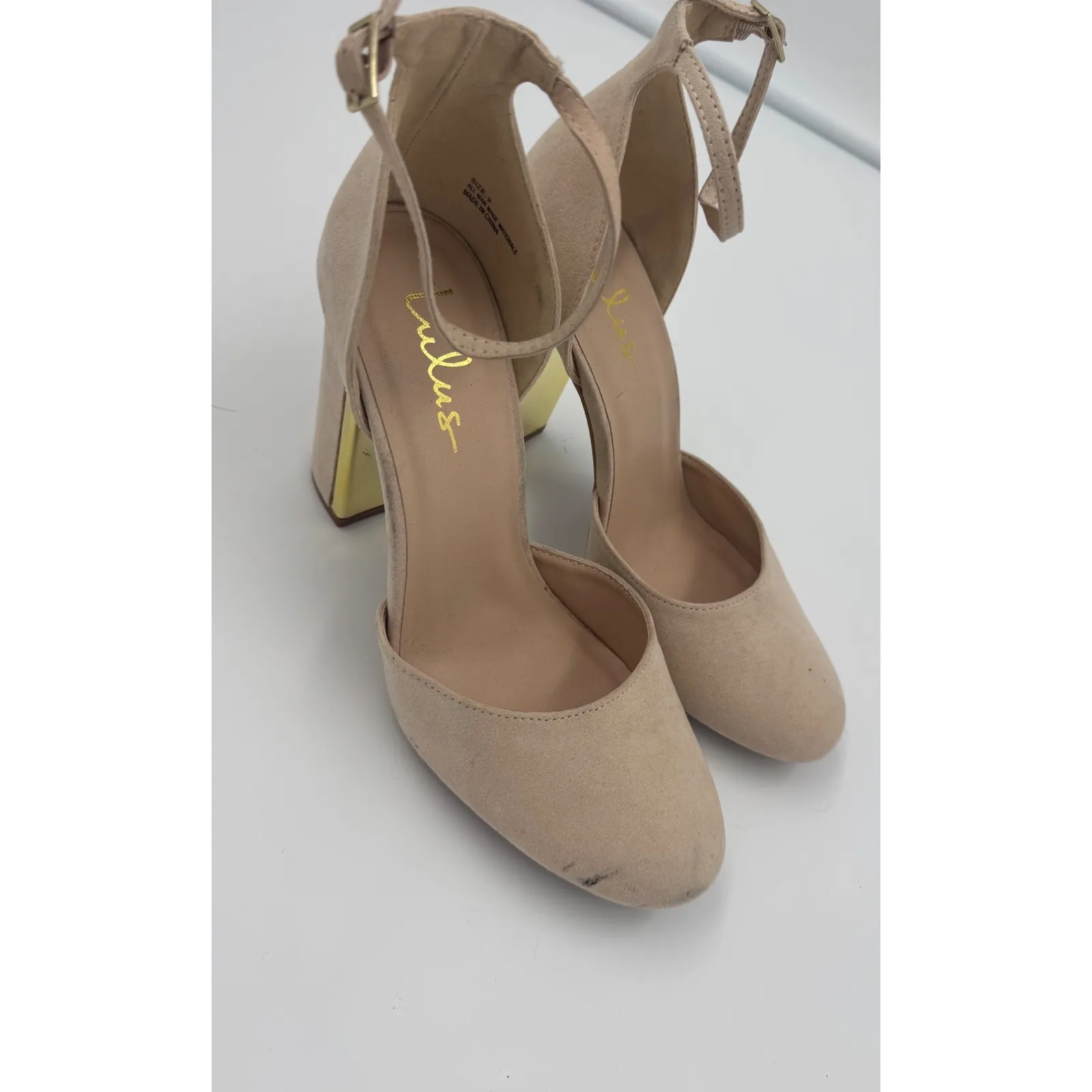 Lulus Laura Light Nude Suede Ankle Strap‎ Heels Size 9 - Image 2