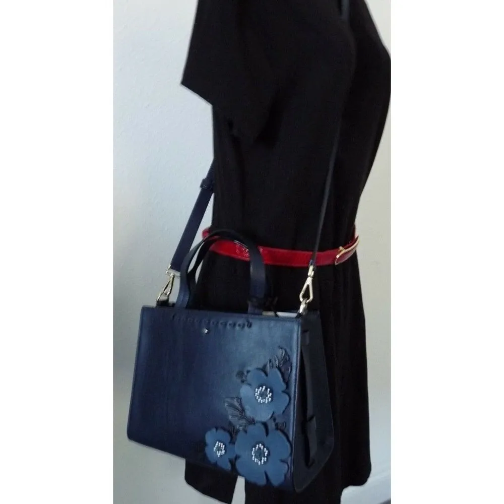 Kate Spade Madison Ave Alpine Drive Sam Navy Eden Leather Satchel/Cross-body - Image 11